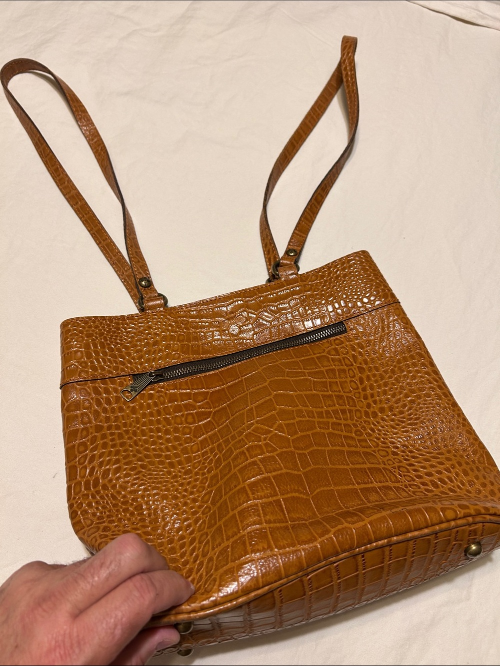 Patricia Nash Cognac Croc-Embossed Shoulder Bag